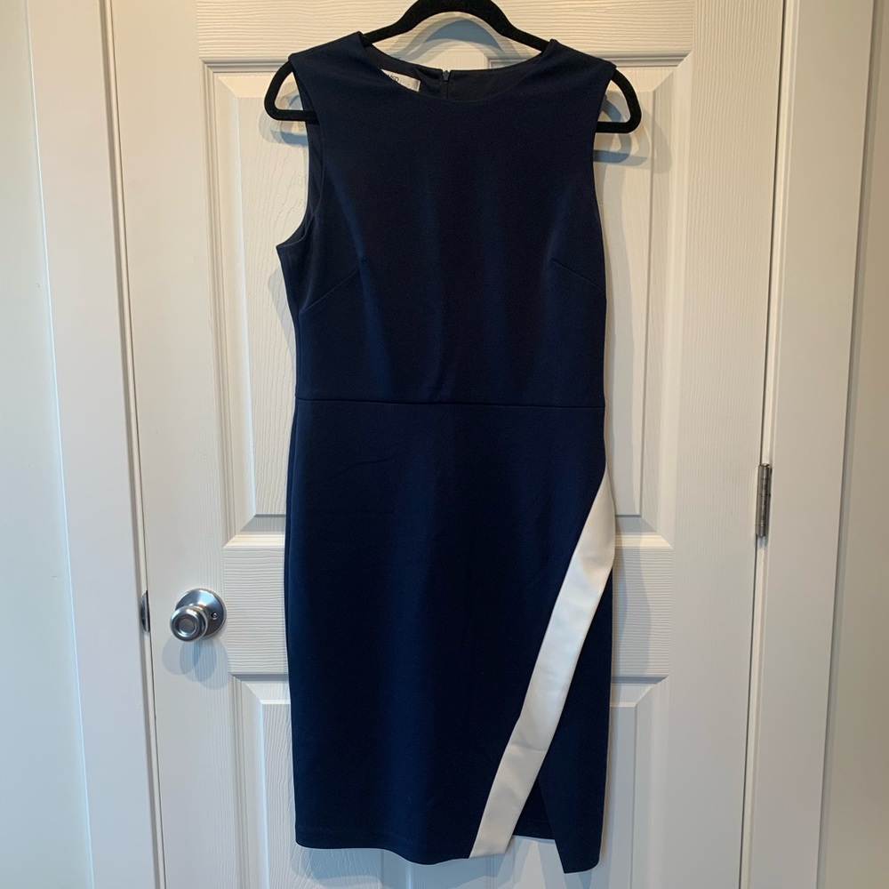 Wisp Taygan Scuba Dress navy and white cutout sleeveless size 12